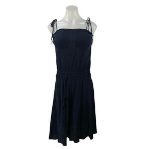 J.Crew Black Sleeveless Cami Camisole Tie Strap Drawstring Mini Tank Dress Sz S